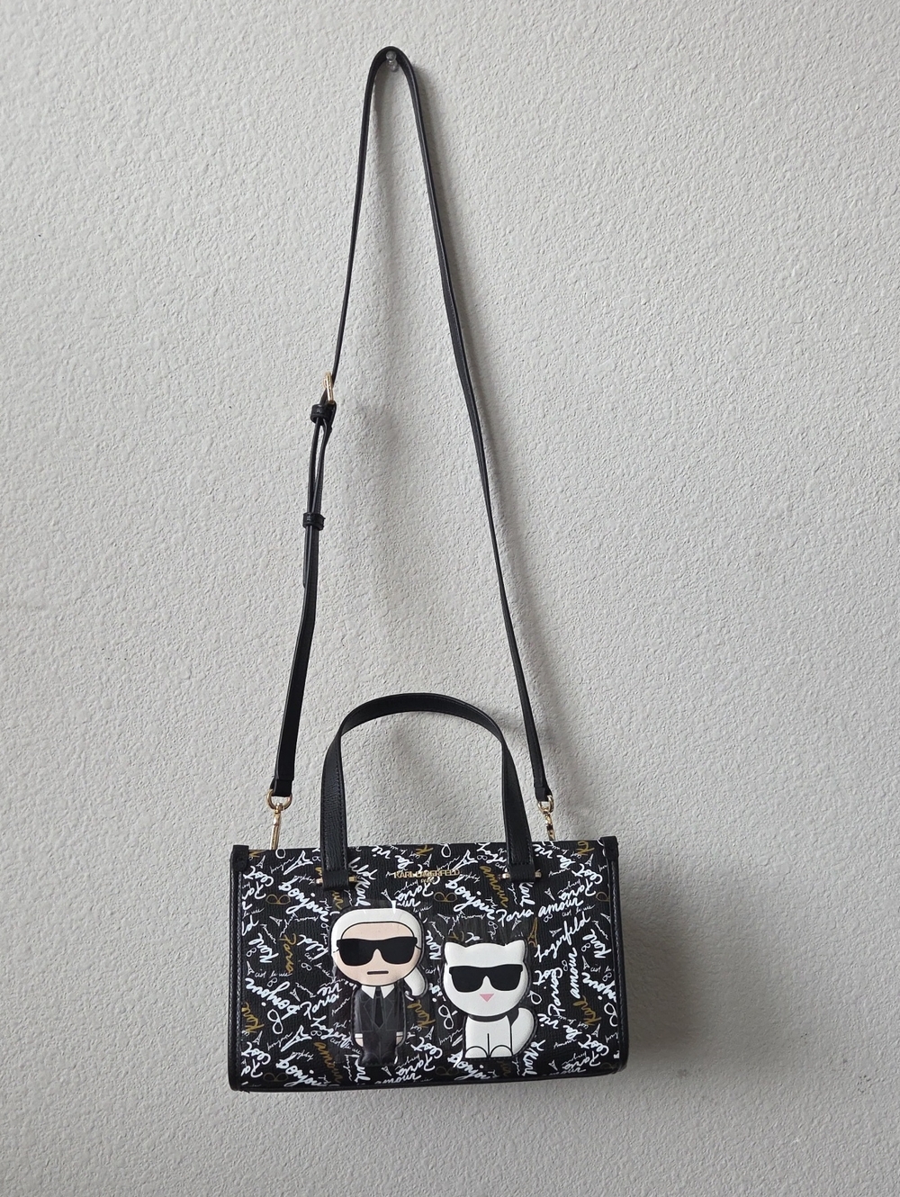 Karl Lagerfeld Black Graphic Crossbody Tote